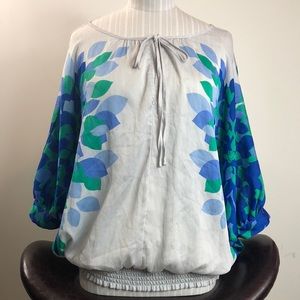 Womens New York & Company blouse floral long sleeve medium